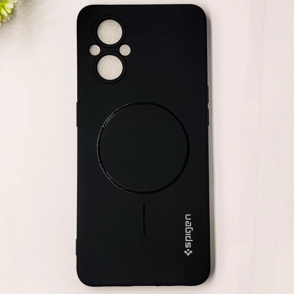 Oppo F21 Pro 5G Official Spigen Soft Silky With MageSafe Print Logo Back Case (Black)
