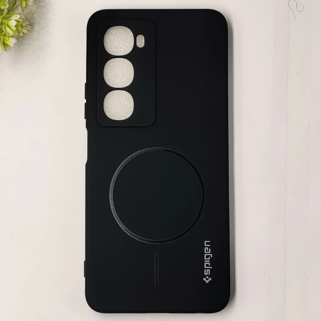 iTel City 100 4G Official Spigen Soft Silky With MageSafe Print Logo Back Case (Black)