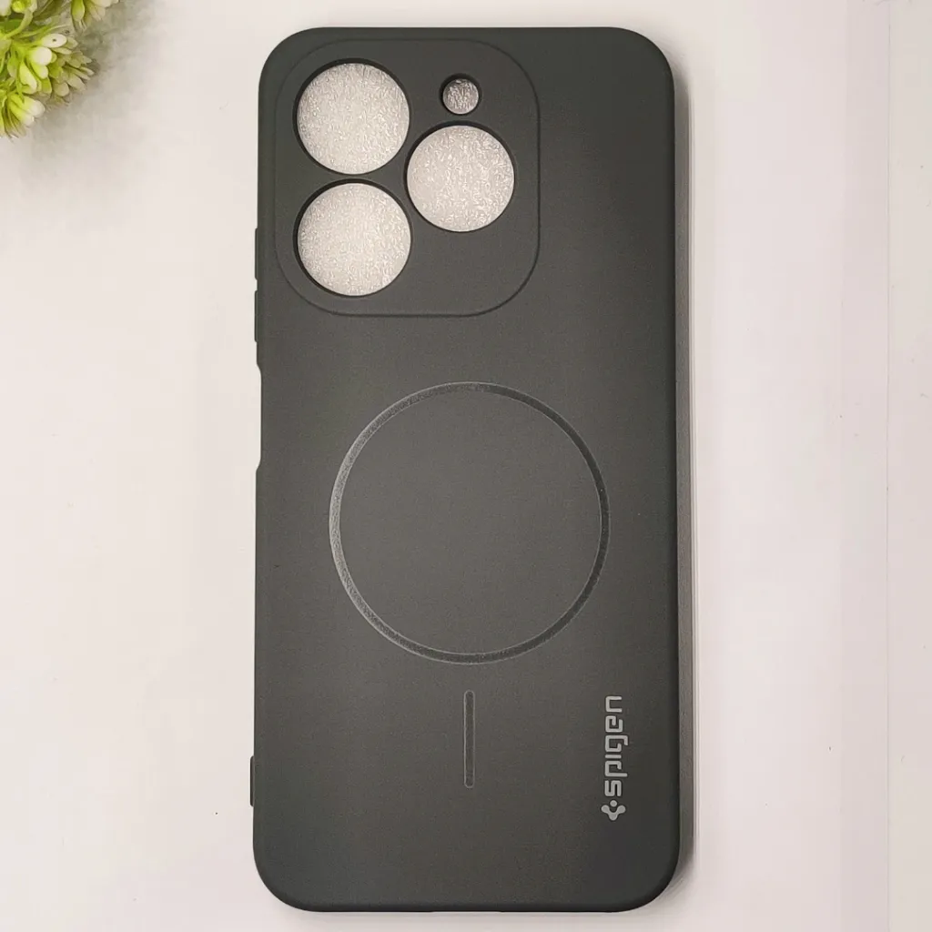 iTel A80 4G Official Spigen Soft Silky With MageSafe Print Logo Back Case (Gray)