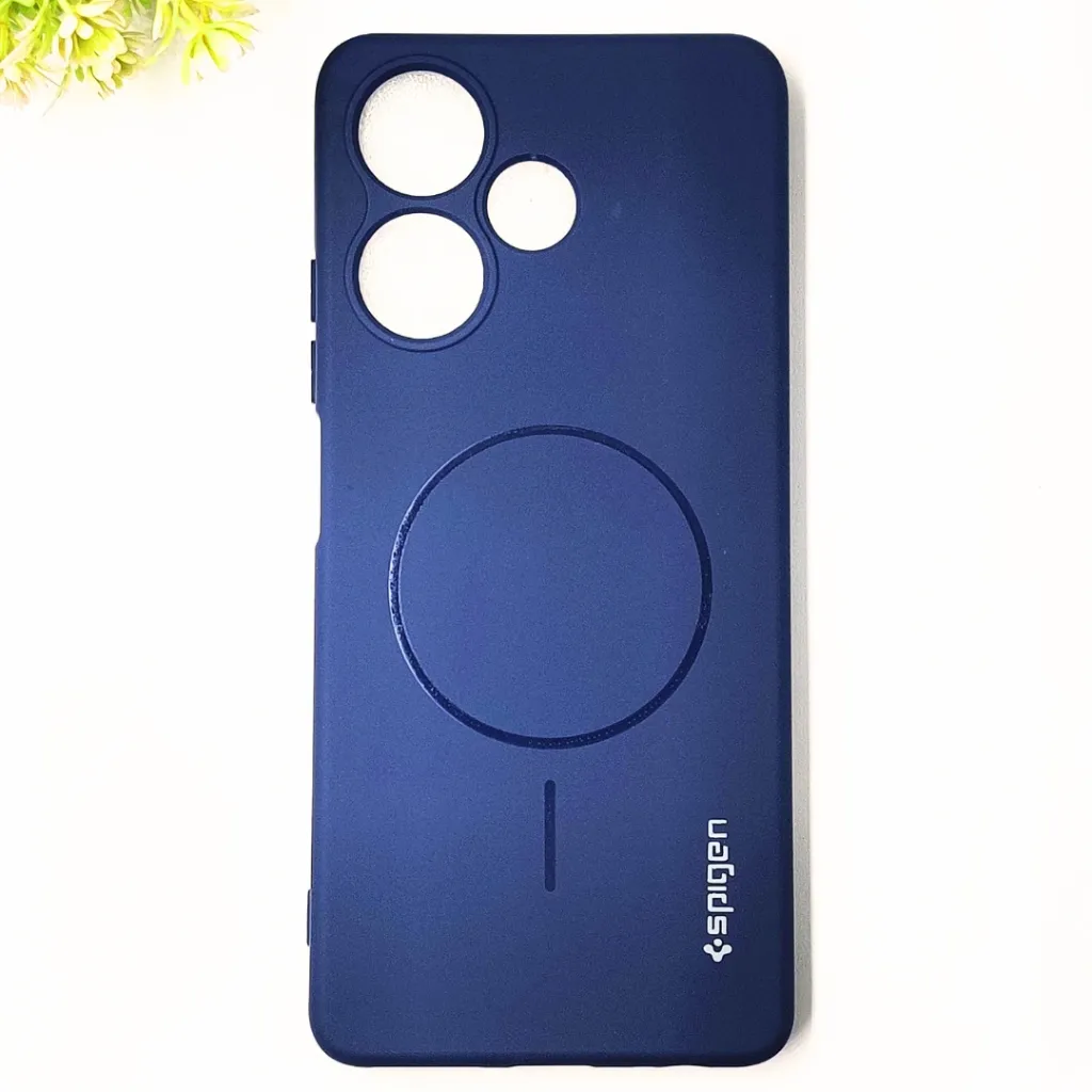 Infinix Hot 30 Official Spigen Soft Silky With MageSafe Print Logo Back Case (Navy Blue)