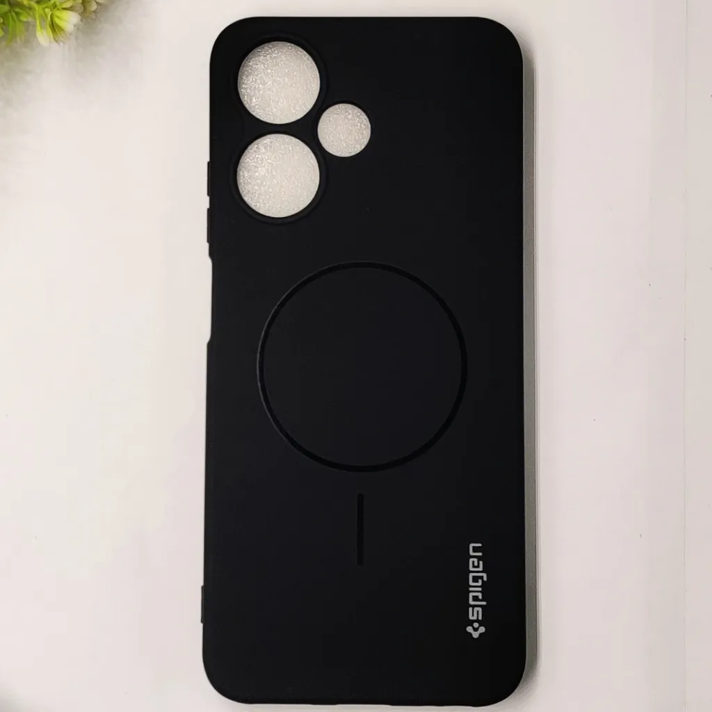 Infinix Hot 30 Play Official Spigen Soft Silky With MageSafe Print Logo Back Case (Black)