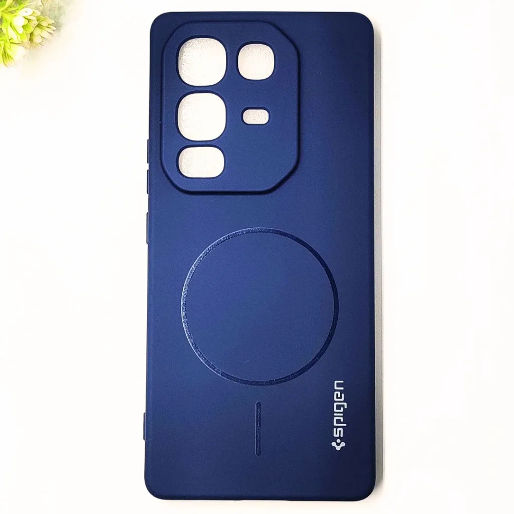 Infinix Note 50 4G|Note 50 Pro 4G Official Spigen Soft Silky With MageSafe Print Logo Back Case (Navy Blue)