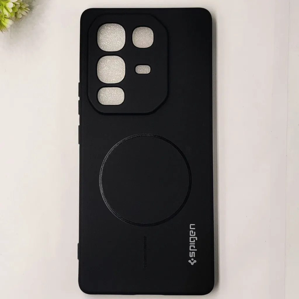 Infinix Note 50 4G|Note 50 Pro 4G Official Spigen Soft Silky With MageSafe Print Logo Back Case (Black)