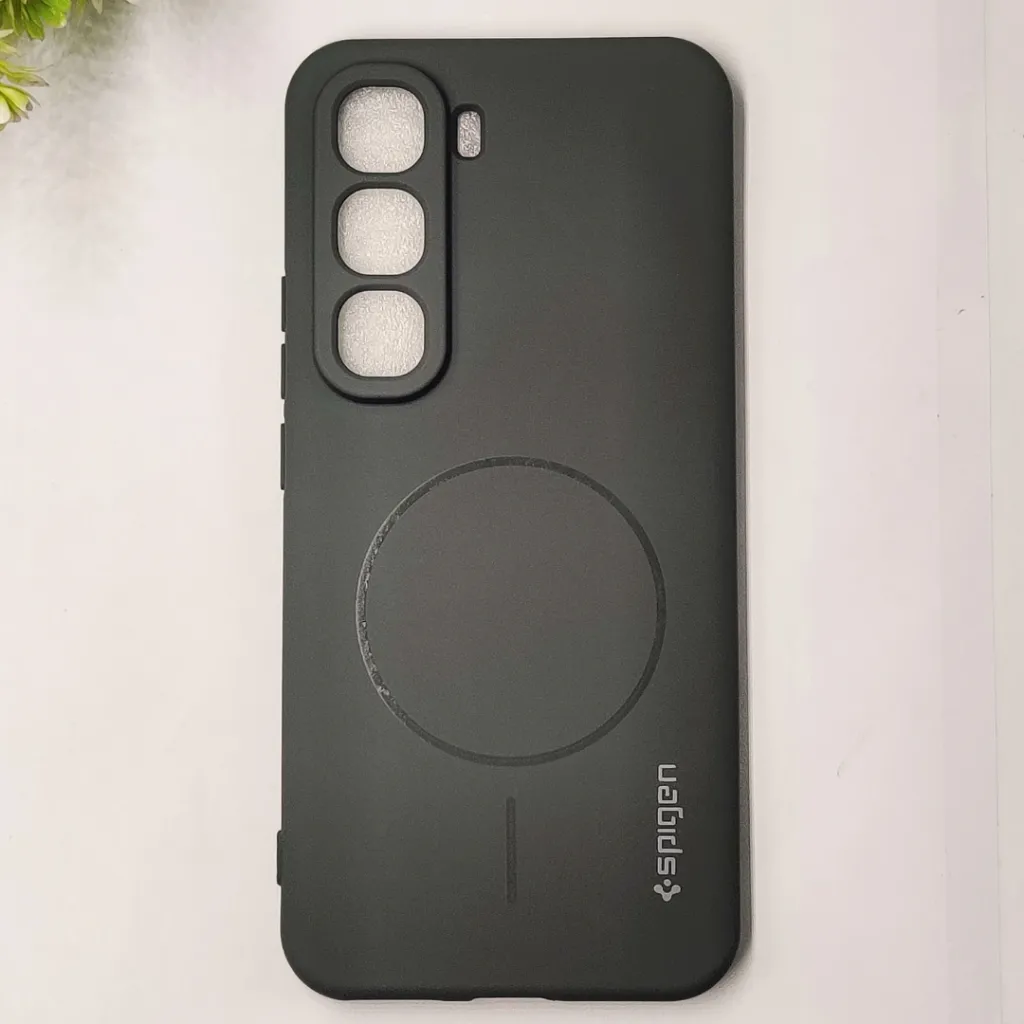 Infinix HOT 60 Pro Plus Official Spigen Soft Silky With MageSafe Print Logo Back Case (Gray)