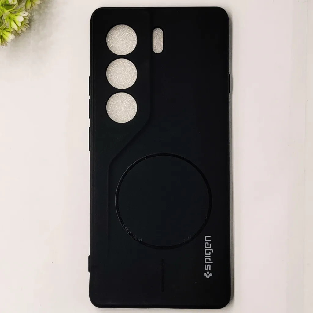 Tecno Camon 40 Pro 4G Official Spigen Soft Silky With MageSafe Print Logo Back Case (Black)