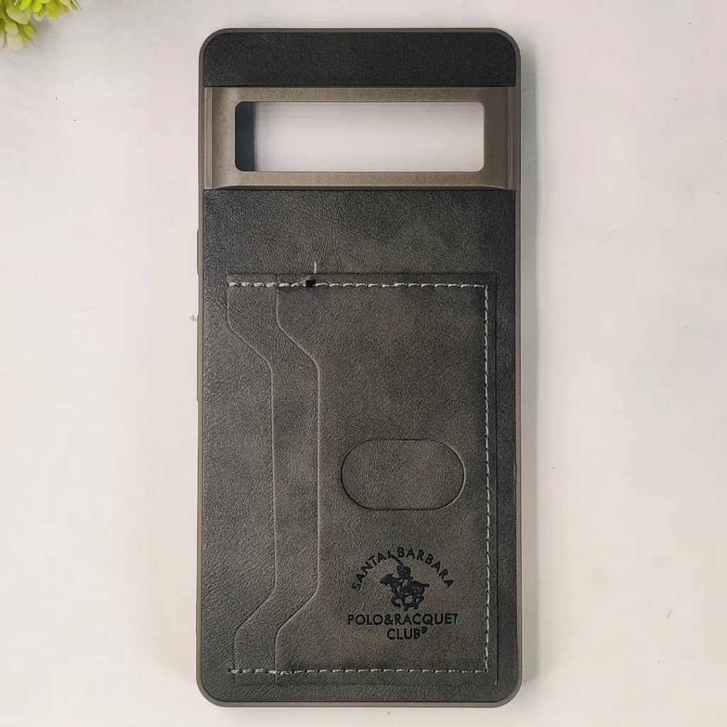 Google Pixel 7 Santa Barbara POLO & RACQUET Club Synthetic Leather With Card Holder Mobile Back Case (Natural Titanium)