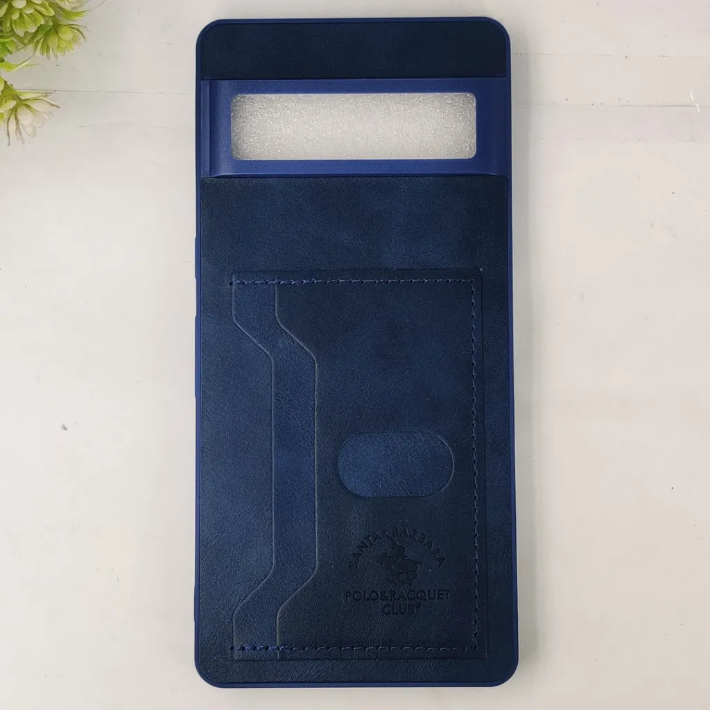 [PO49BGPXL7PR-2-17] Google Pixel 7 Pro Santa Barbara POLO & RACQUET Club Synthetic Leather With Card Holder Mobile Back Case (Navy Blue)