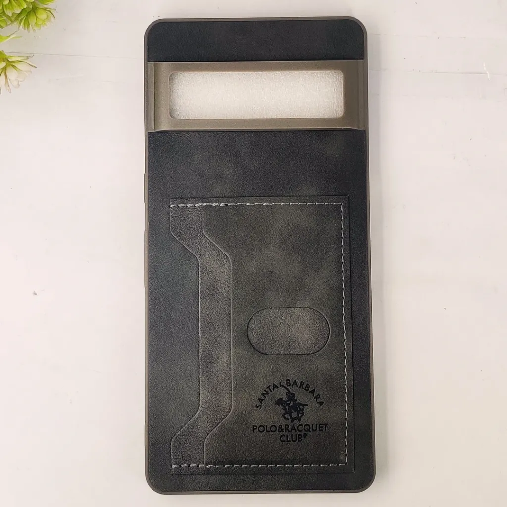 Google Pixel 7 Pro Santa Barbara POLO & RACQUET Club Synthetic Leather With Card Holder Mobile Back Case (Natural Titanium)