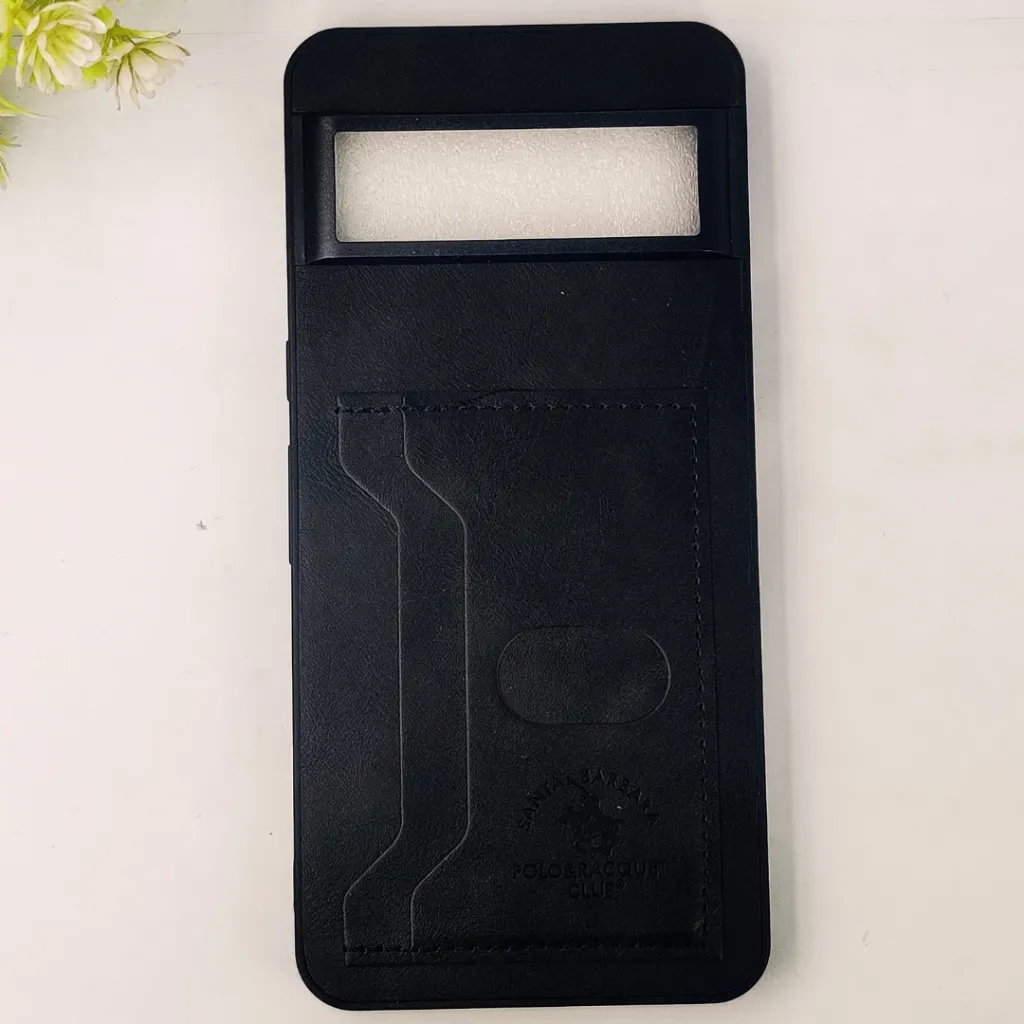 Google Pixel 8 Pro Santa Barbara POLO & RACQUET Club Synthetic Leather With Card Holder Mobile Back Case (Black)
