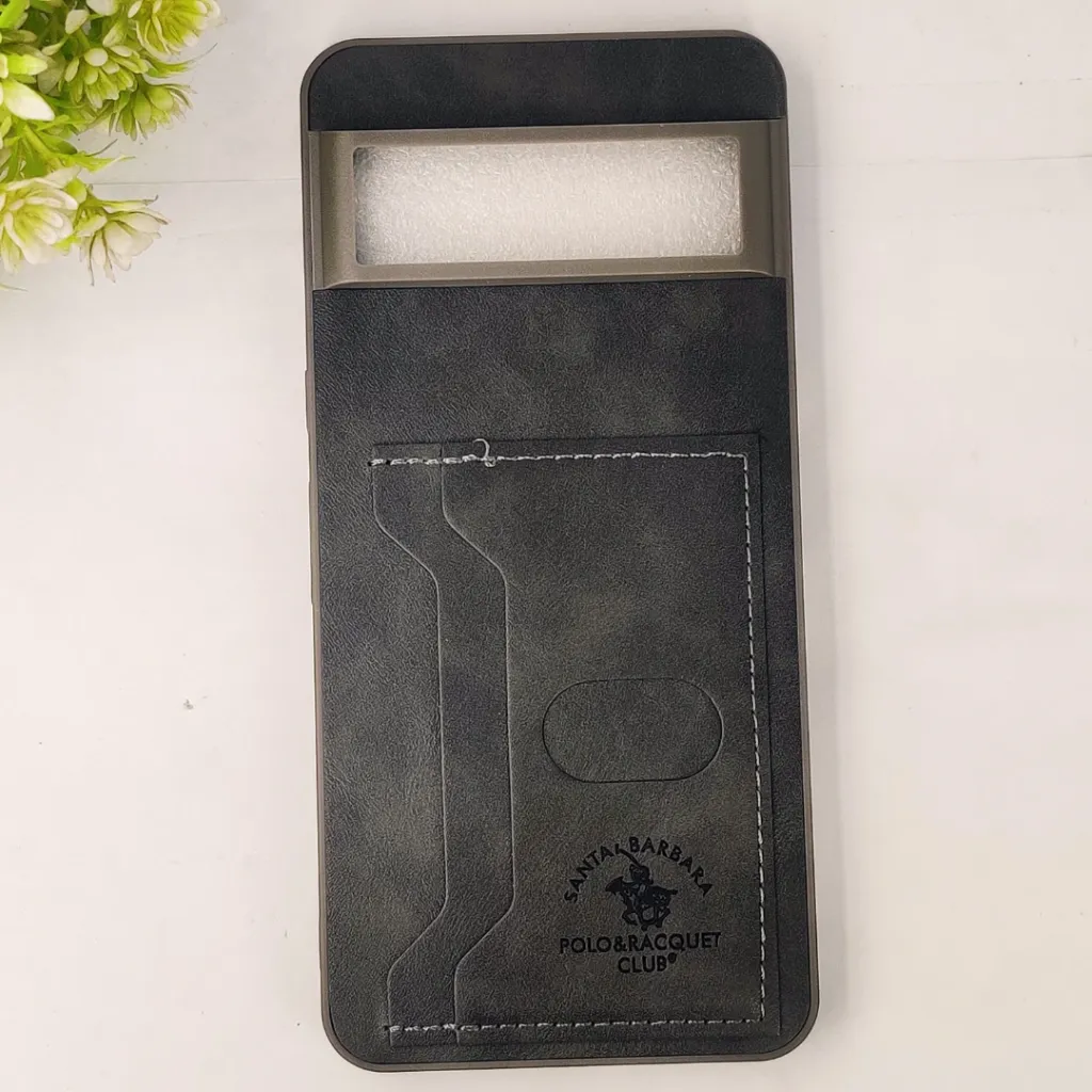 [PO49BGPXL8PR-2-36] Google Pixel 8 Pro Santa Barbara POLO & RACQUET Club Synthetic Leather With Card Holder Mobile Back Case (Natural Titanium)