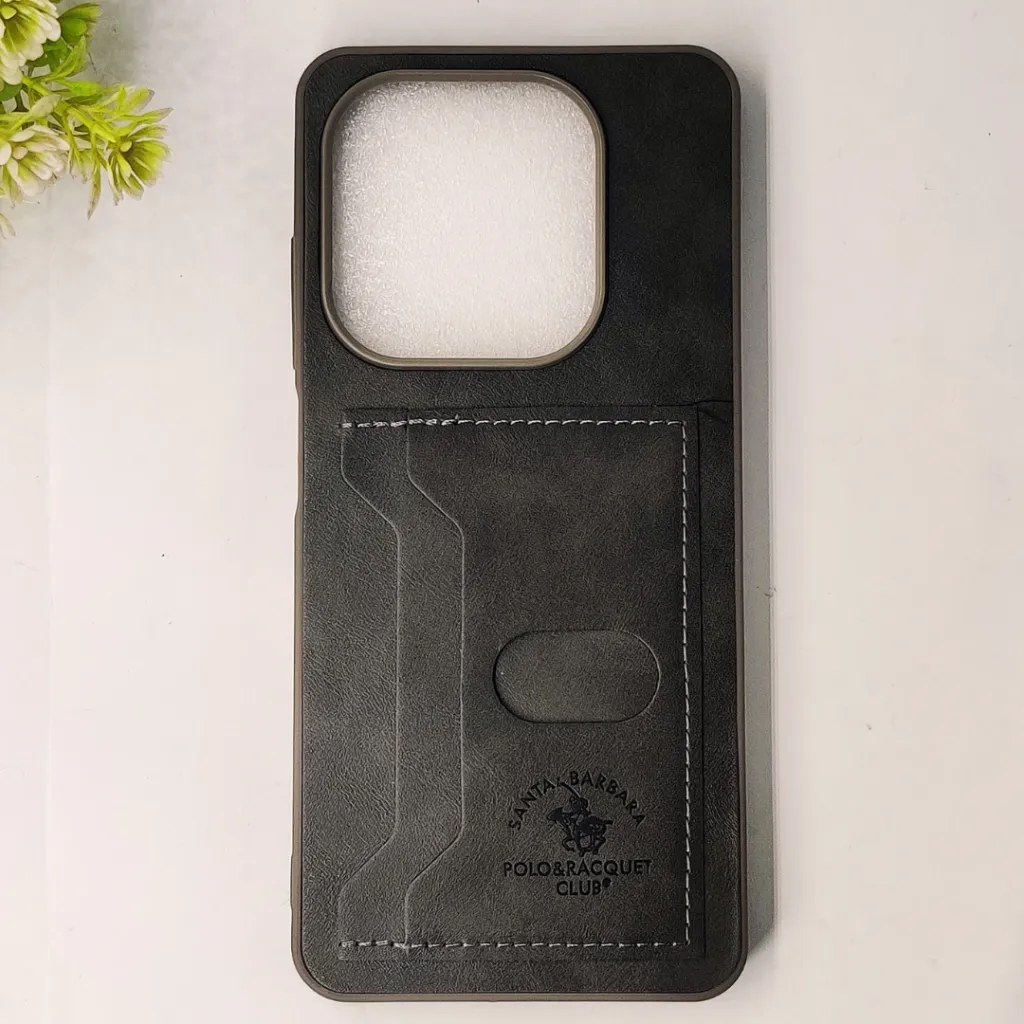 Infinix Hot 40i|Smart 8|Smart 8 Pro |Tecno Pop 8|Spark 20C|Spark 20 Santa Barbara POLO & RACQUET Club Synthetic Leather With Card Holder Mobile Back Case (Natural Titanium)