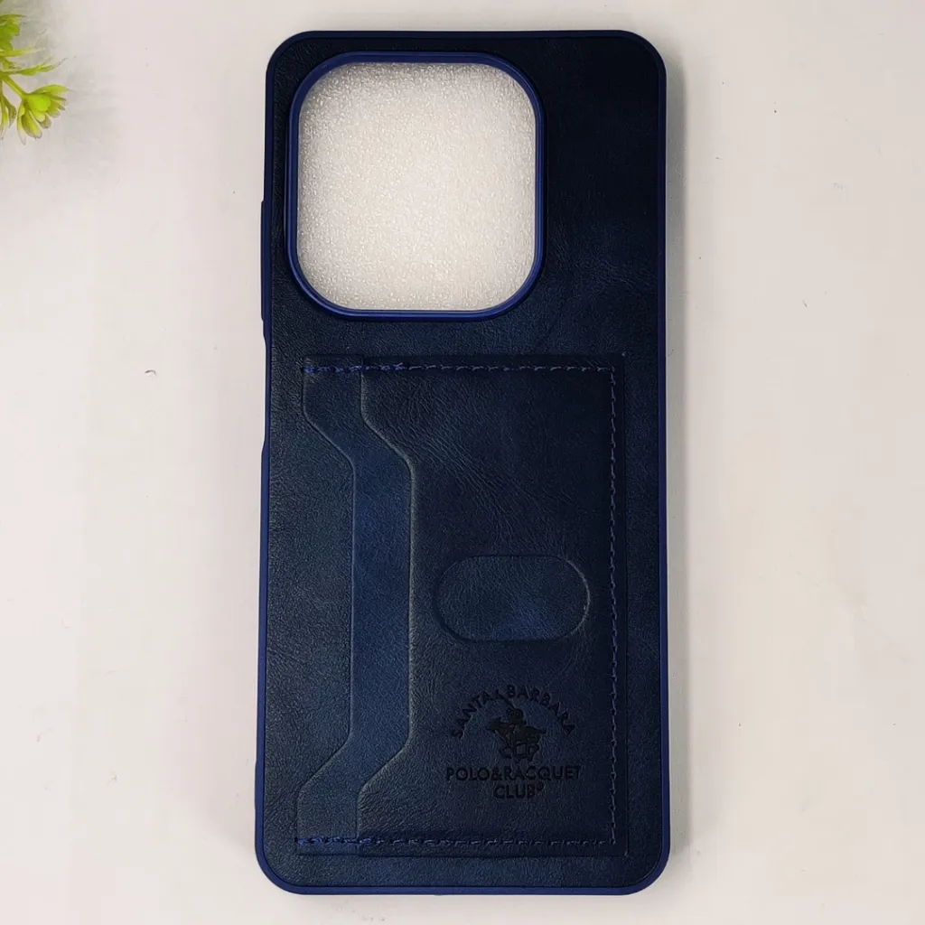 Infinix Hot 40i|Smart 8|Smart 8 Pro |Tecno Pop 8|Spark 20C|Spark 20 Santa Barbara POLO & RACQUET Club Synthetic Leather With Card Holder Mobile Back Case (Navy Blue)