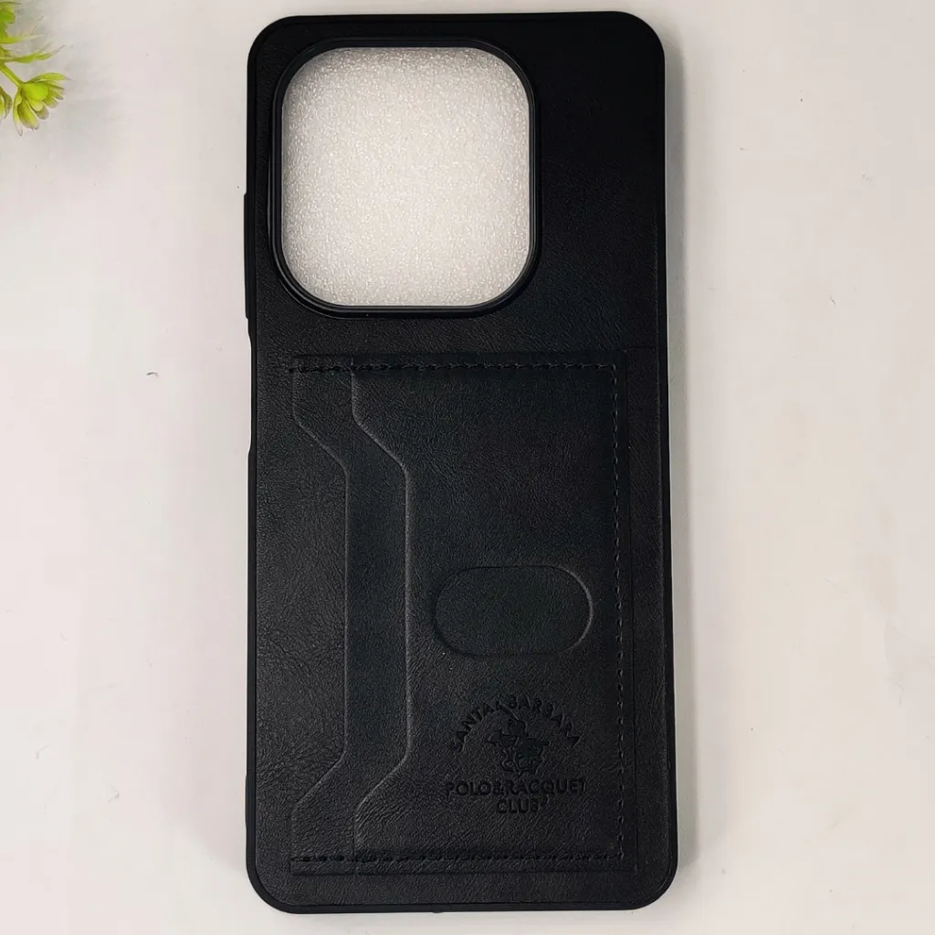 Infinix Hot 40i|Smart 8|Smart 8 Pro |Tecno Pop 8|Spark 20C|Spark 20 Santa Barbara POLO & RACQUET Club Synthetic Leather With Card Holder Mobile Back Case (Black)