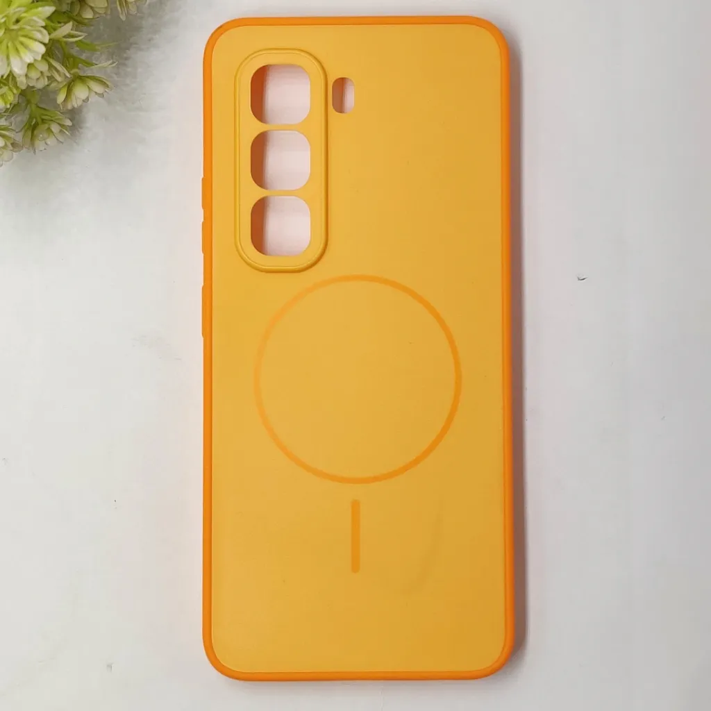 Infinix Hot 50 Pro Classic AG Fluid Skin Silicone Magsafe Logo Back Case (Cosmic Orange)