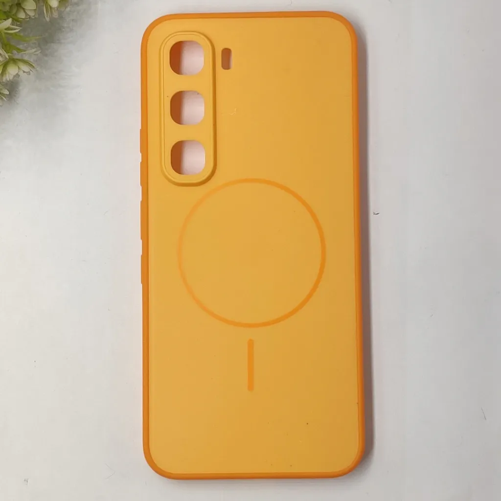 Infinix Hot 60 Pro 4G Classic AG Fluid Skin Silicone Magsafe Logo Back Case (Cosmic Orange)