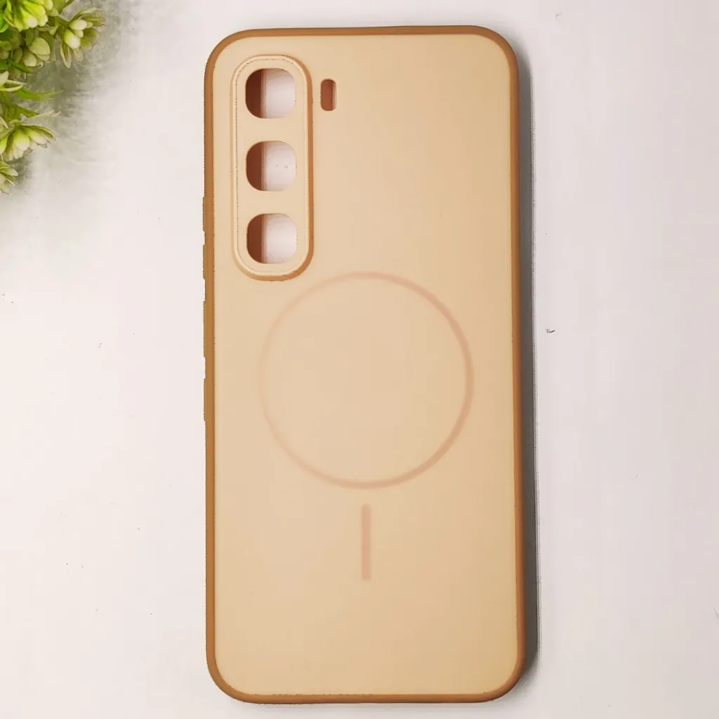 [PO14BIHOT60PR-73-44] Infinix Hot 60 Pro 4G Classic AG Fluid Skin Silicone Magsafe Logo Back Case (Peach)