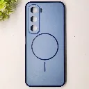 Infinix Hot 60 4G|Hot 60i 4G Classic AG Fluid Skin Silicone Magsafe Logo Back Case (Blue Gray)