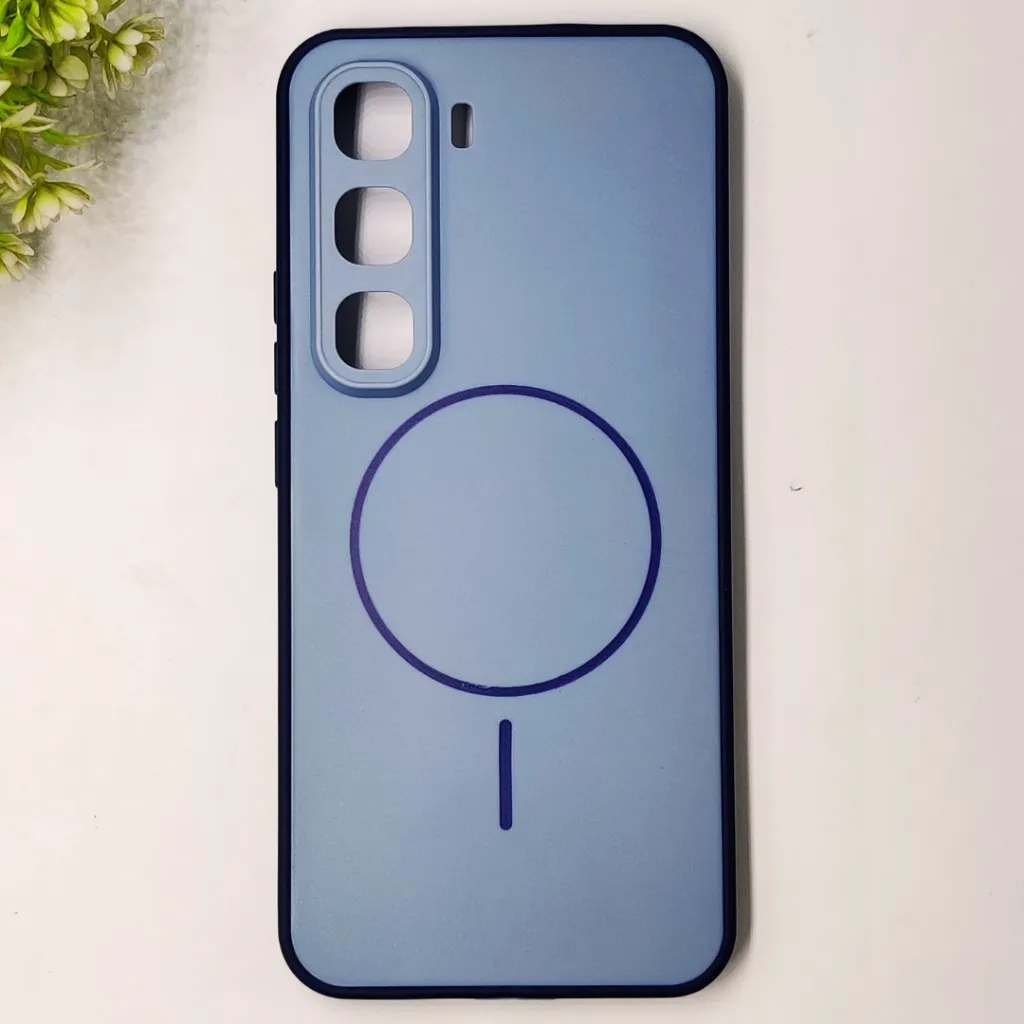 InfiniX Hot 60 Pro Plus 4G Classic AG Fluid Skin Silicone Magsafe Logo Back Case (Blue Gray)