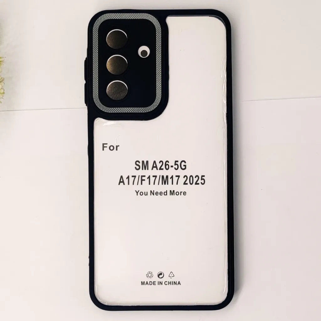 [PO10BSA17-7-2] Samsung Galaxy A17 4G|5G | A26 4G|5G iPaky Transparent Back Case Colour Border With Camera Chrome Finishing Back Case (Black)