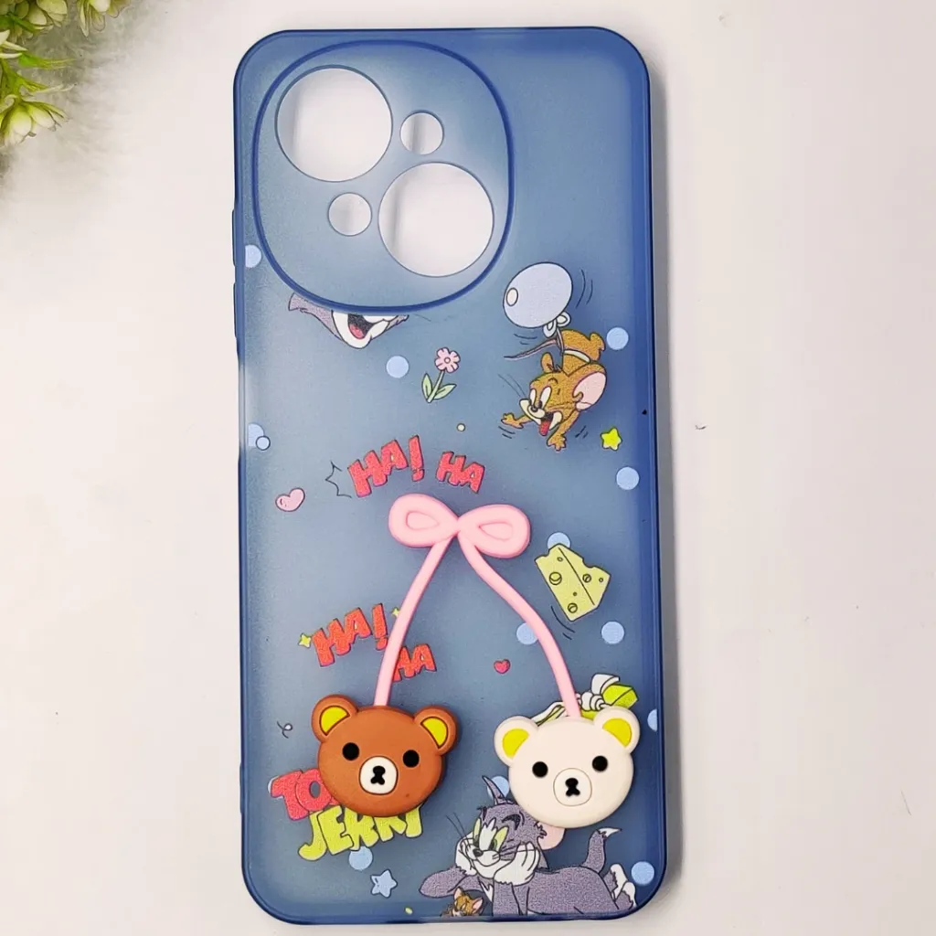 Tecno Spark Go 1|Spark Go 2025|Pop 9 Fancy Soft Silicone Cartoon Theme Back Case (Blue)