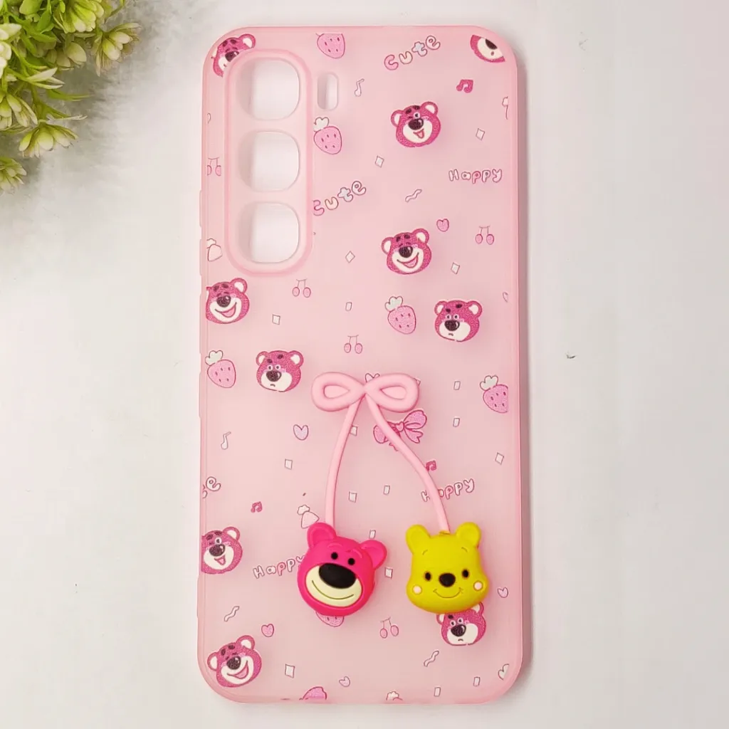 [PO45BIHOT60PR-2-22] Infinix Hot 60 Pro 4G Fancy Soft Silicone Cartoon Theme Back Case (Baby Pink)