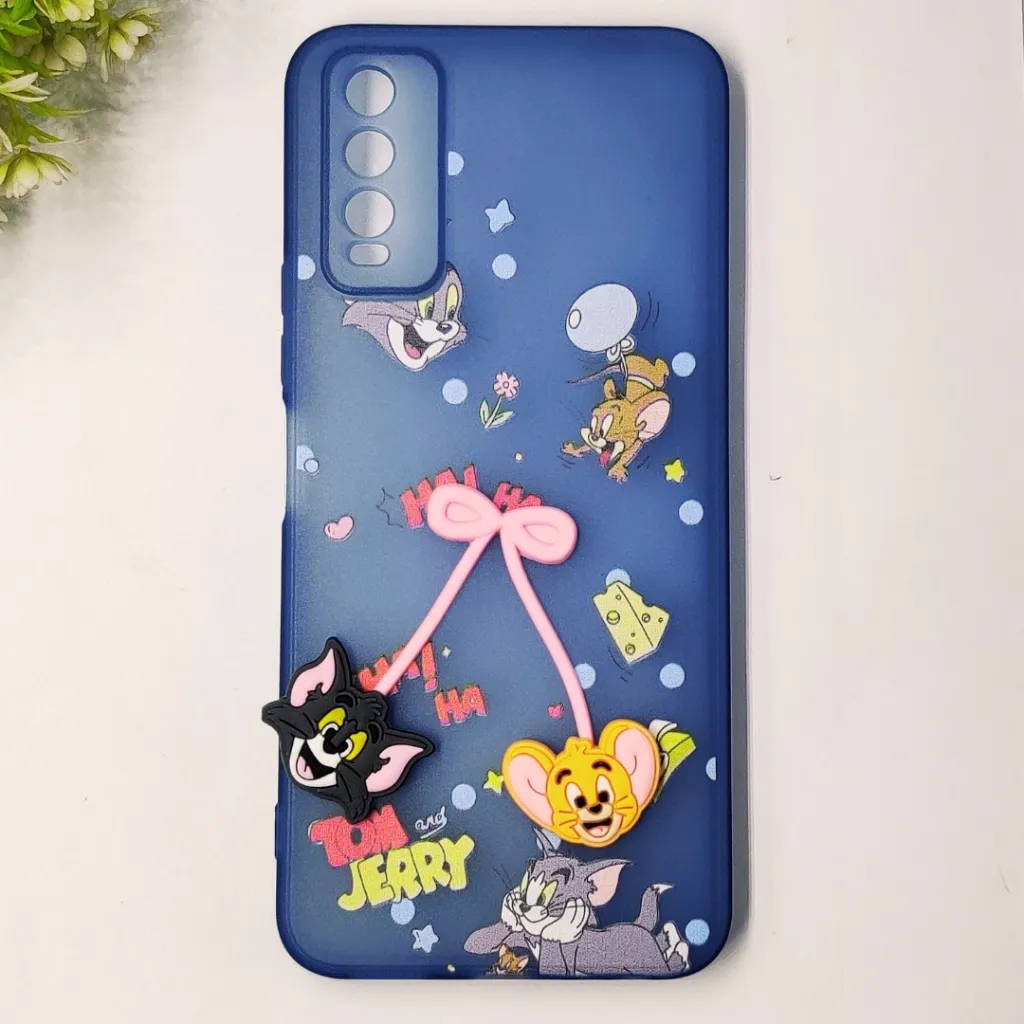[PO45BVIY20-2-3] Vivo Y20|Y12S|Y12A|Y20S|Y20i Fancy Soft Silicone Cartoon Theme Back Case (Blue)