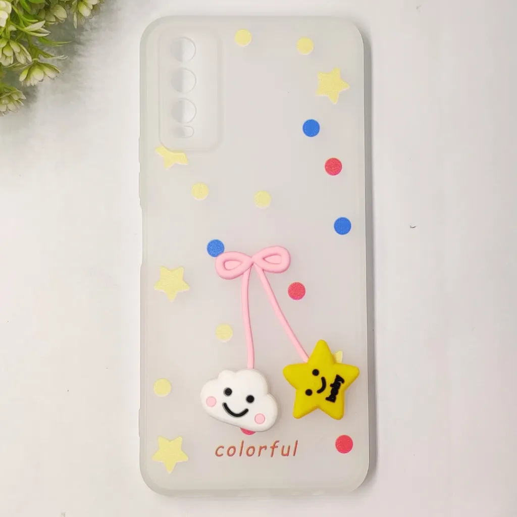 [PO45BVIY20-2-30] Vivo Y20|Y12S|Y12A|Y20S|Y20i Fancy Soft Silicone Cartoon Theme Back Case (Crystal)