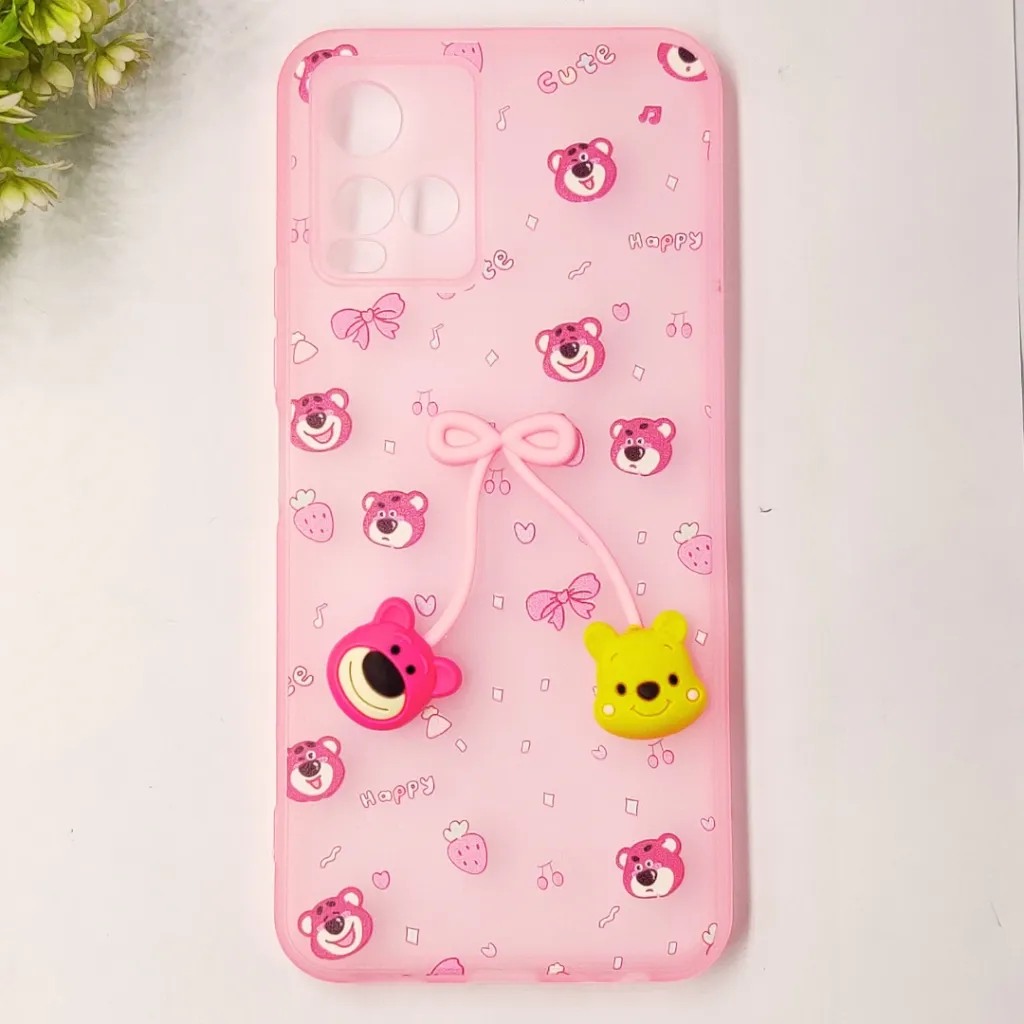 [PO45BVIY33S-2-22] Vivo Y21|Y33S|Y33T|Y32 Fancy Soft Silicone Cartoon Theme Back Case (Baby Pink)