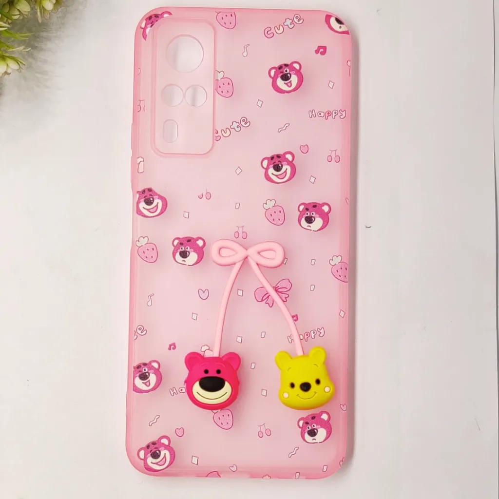 Vivo Y31|Y51S|Y53S|Y51A|Y33 4G|Y51(2020) 4G Fancy Soft Silicone Cartoon Theme Back Case (Baby Pink)
