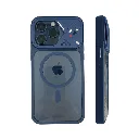 iPhone 15 Pro Max (Upgrade to 17 Series) The prominent circular ring on the back indicates built-in magnets for MagSafe charging and accessory compatibility Back Case (Navy Blue)