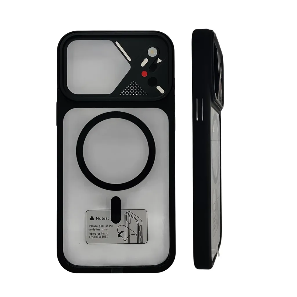 [PO10BIP16PMAX-7-2] iPhone 16 Pro Max (Upgrade to 17 Series) The prominent circular ring on the back indicates built-in magnets for MagSafe charging and accessory compatibility Back Case (Black)