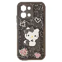 Oppo A6 Pro 4G 3D Glitter Glue Rissen Kitty Fancy Back Case (Dark Brown)