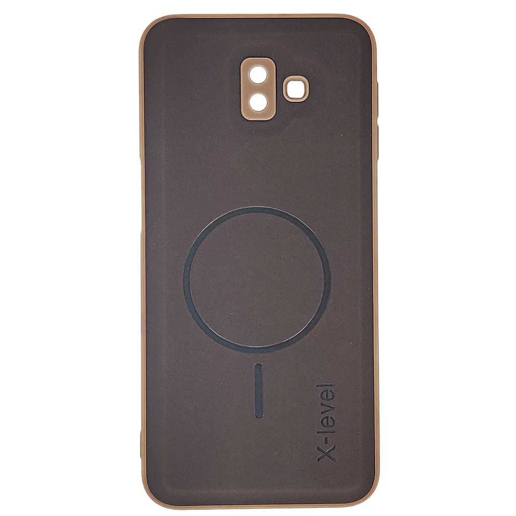 Samsung Galaxy J6 Plus Magsafe Logo X-Level Luxuary Premium Back Case (Dark Brown)