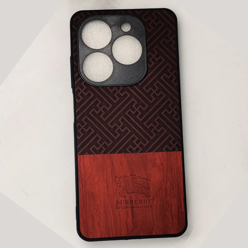 Infinix Hot 40i|Smart 8|Smart 8 Pro |Tecno Pop 8|Spark 20C|Spark 20 Synthetic Premium Leather Case With Burberry Logo (Dark Brown)