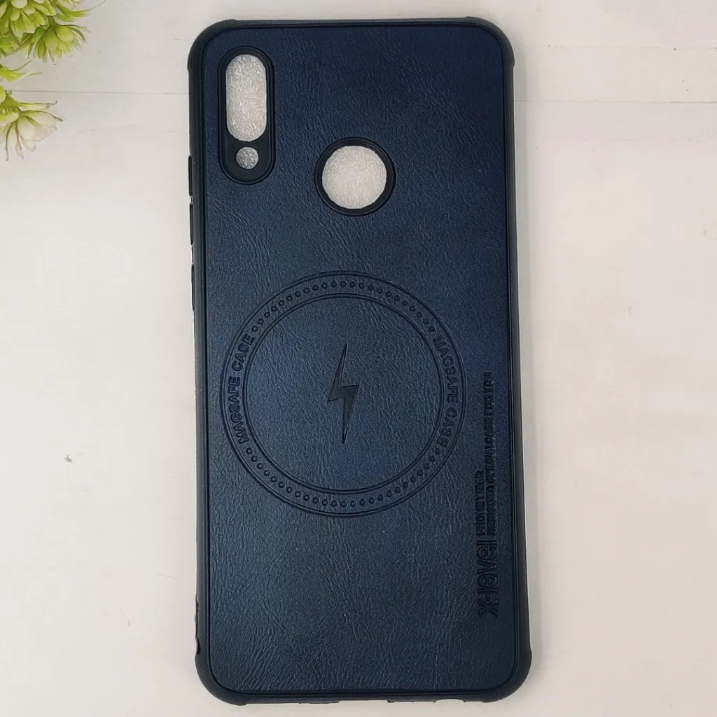 [PO18BHUHN10L-2-17] Huawei Honor 10 Lite|P Smart 2019 Magsafe Logo X-Level Luxuary Leather Back Case (Navy Blue)
