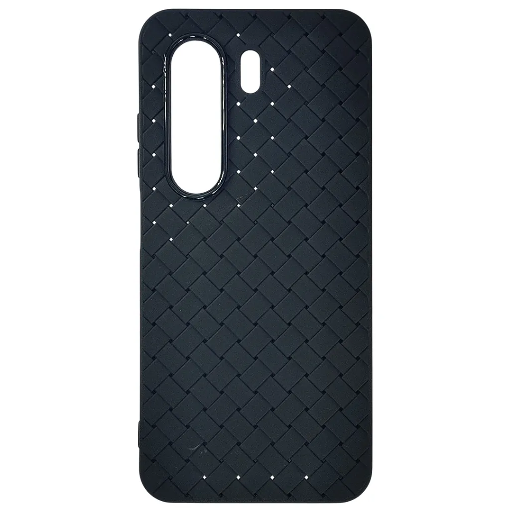 iTel Power P70 Woven With Leather Feel Soft Silicone Back Case (Black)