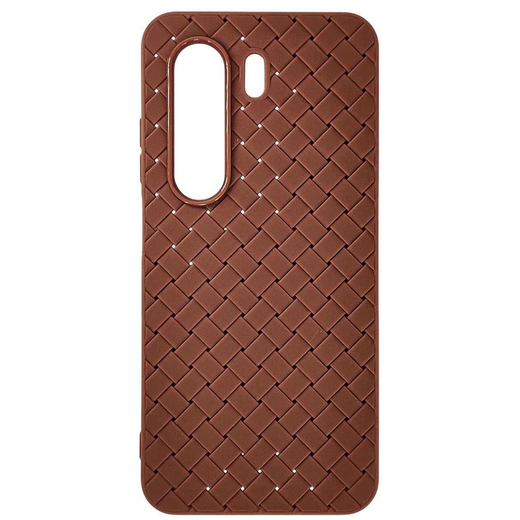 iTel Power P70 Woven With Leather Feel Soft Silicone Back Case (Brown)