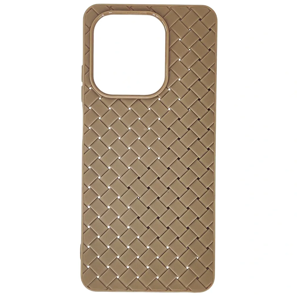 [PO14BOA3X-52-42] Oppo A3X/A5X/A3 4G Woven With Leather Feel Soft Silicone Back Case (Desert Titanium)