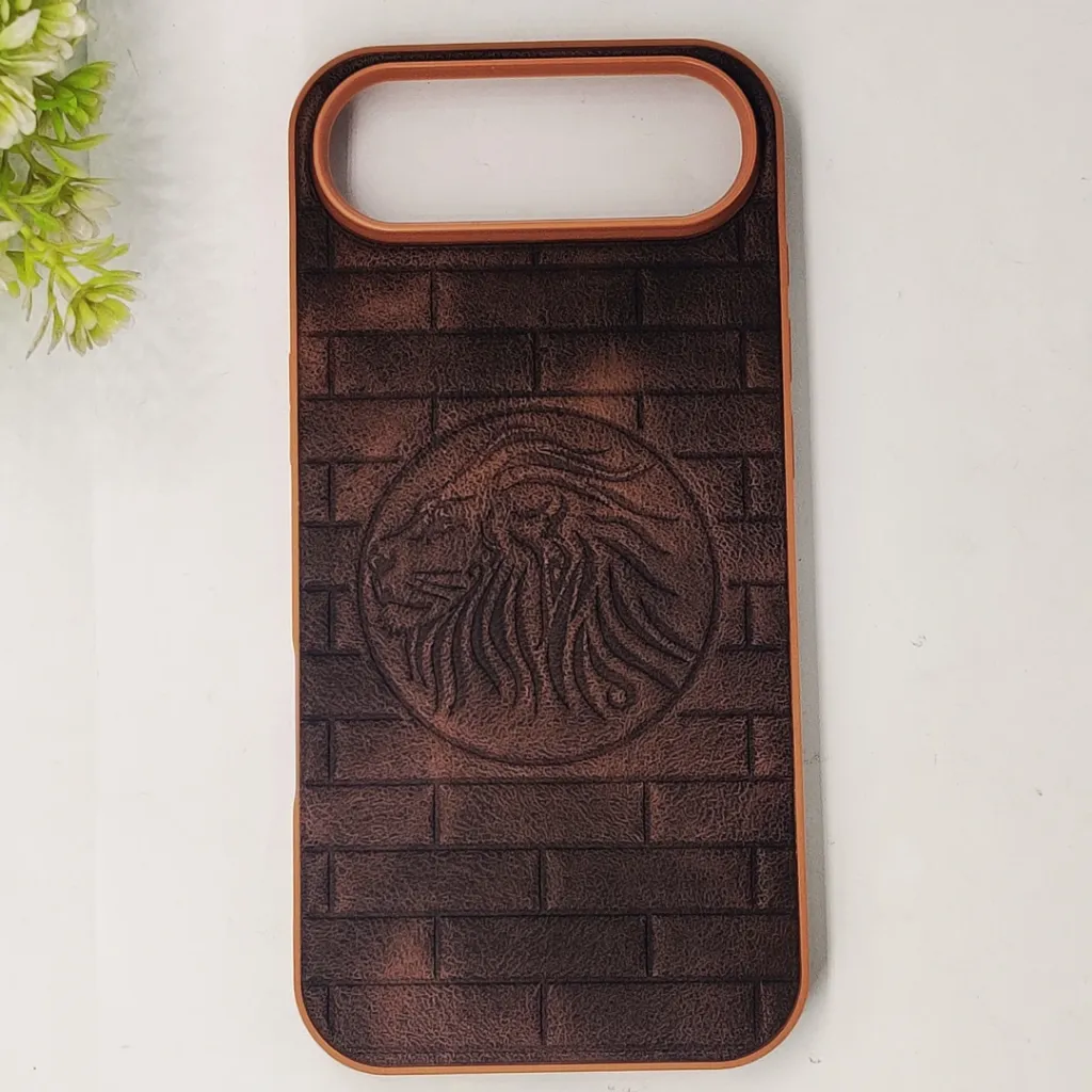 iPhone 17 Air Prick Pattern Premium Leather Back Case (Dark Brown)