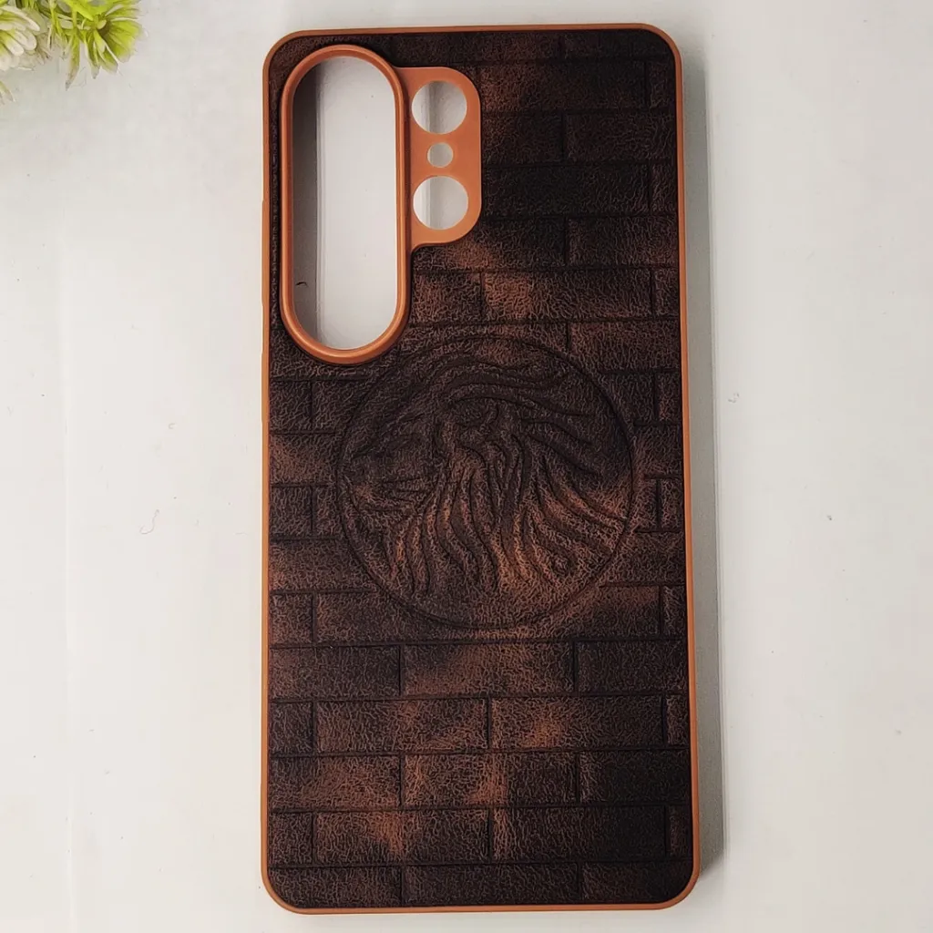 Samsung Galaxy S26 Ultra Prick Pattern Premium Leather Back Case (Dark Brown)