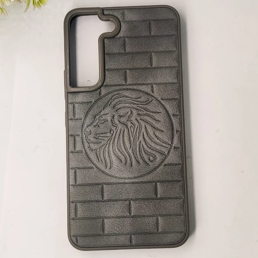 Samsung Galaxy S22 Prick Pattern Premium Leather Back Case (Natural Titanium)