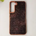 Samsung Galaxy S22 Prick Pattern Premium Leather Back Case (Dark Brown)