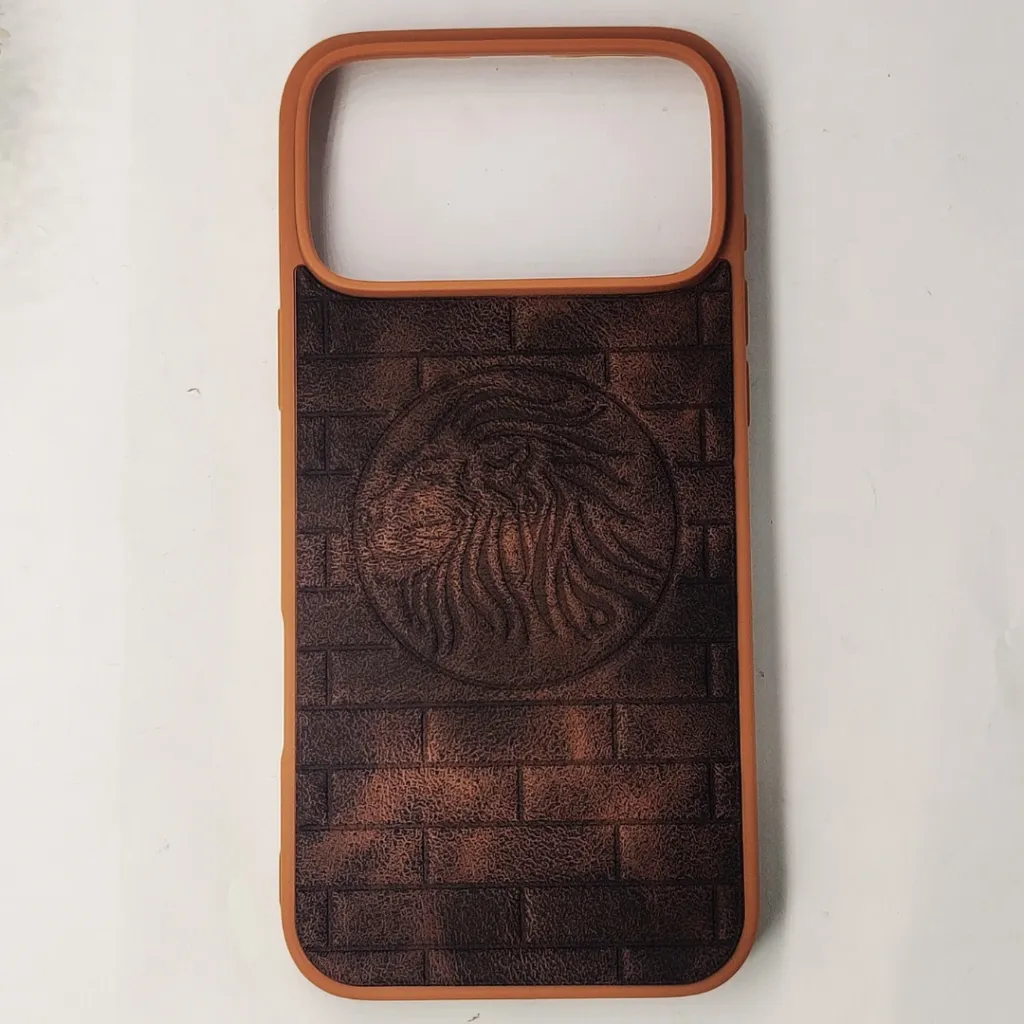iPhone 17 Pro Max Prick Pattern Premium Leather Back Case (Dark Brown)