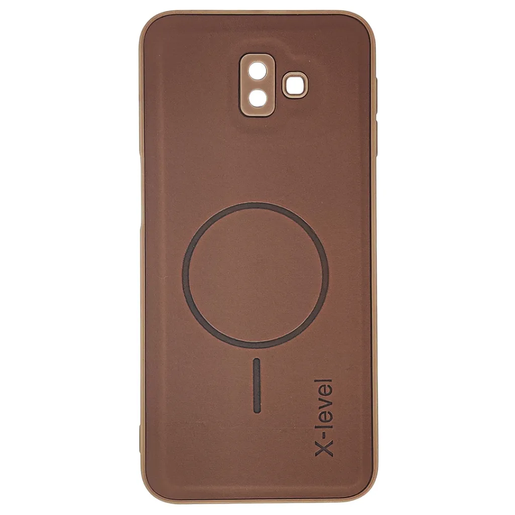 [PO42BSJ6PL-29-13] Samsung Galaxy J6 Plus Magsafe Logo X-Level Luxuary Premium Back Case (Brown)