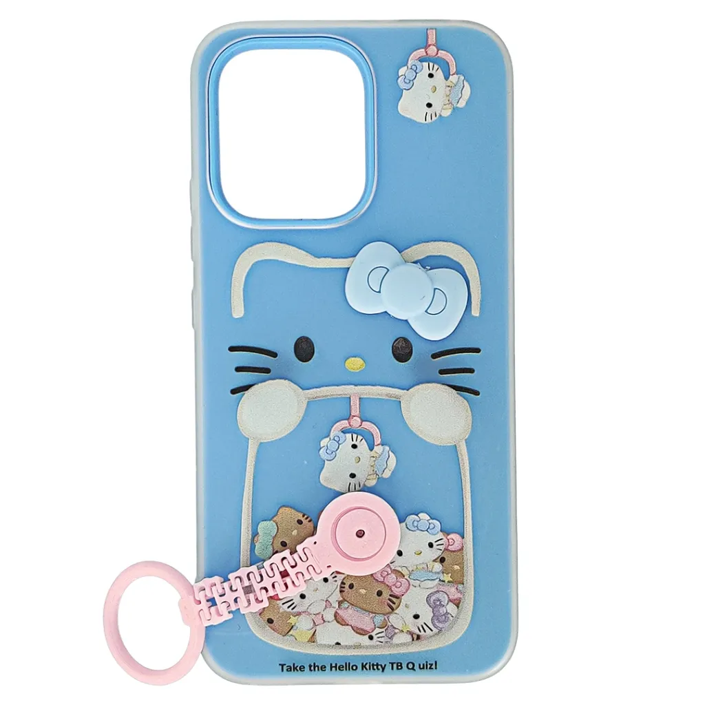 [PO34BOA6PR-5-16] Oppo A6 Pro 4G|5G / F31 5G 3D Hello Kitty Themed With Hand Grip Mobile Back Case (Sky Blue)
