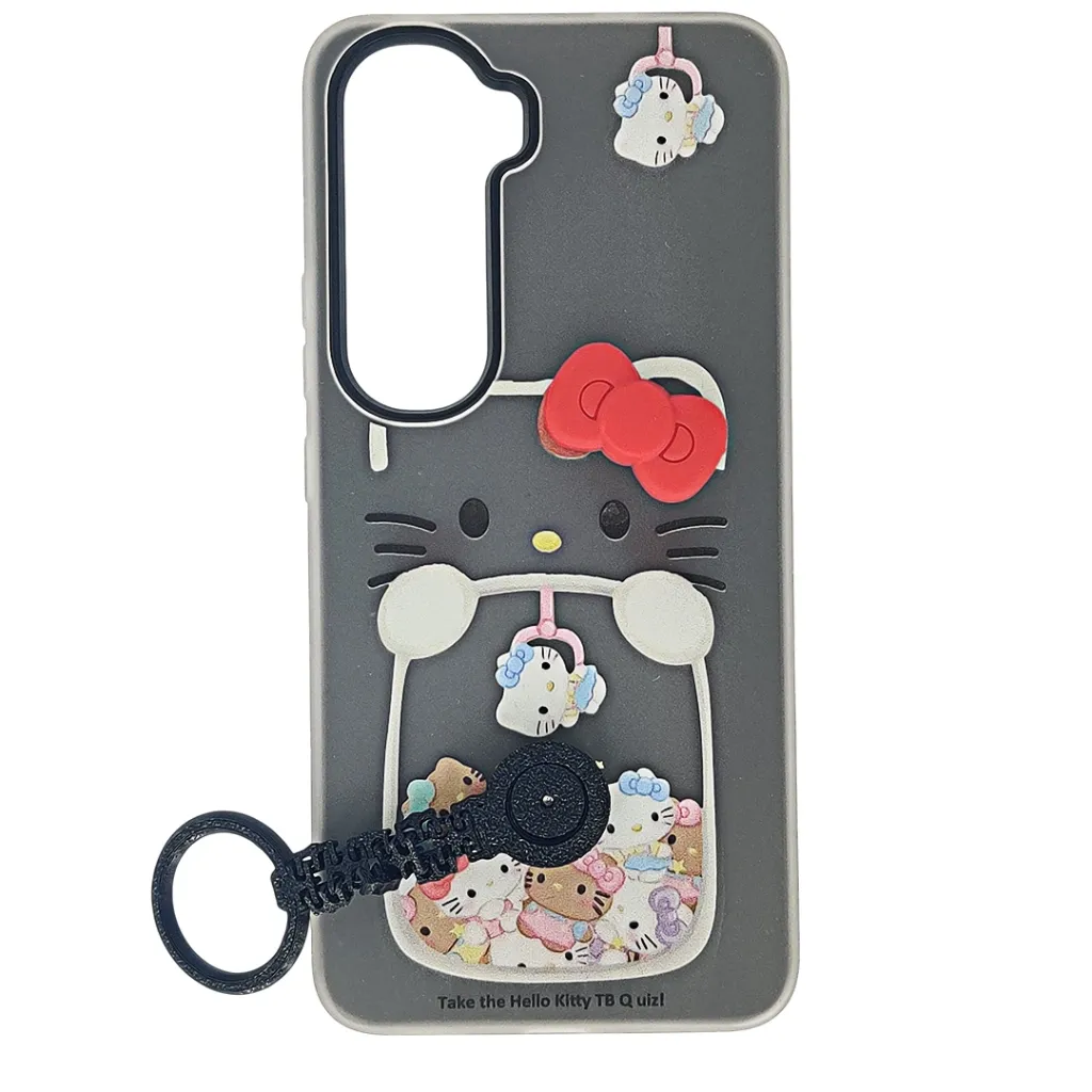 [PO34BVIY400-5-2] Vivo Y400 4G|5G 3D Hello Kitty Themed With Hand Grip Mobile Back Case (Black)