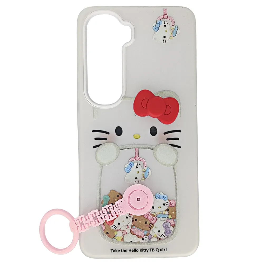 [PO34BVIY400-5-1] Vivo Y400 4G|5G 3D Hello Kitty Themed With Hand Grip Mobile Back Case (WHITE)