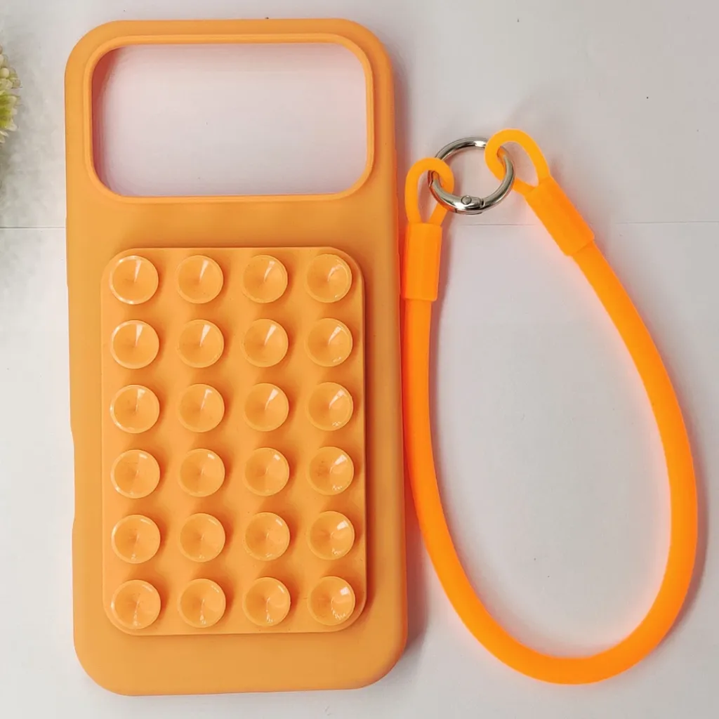 [PO23BIP17PMAX-10-45] iPhone 17 Pro Max Official Hight-Quality Durable Soft Silicone Suction Phone Holder Mobile Back Case (Cosmic Orange)