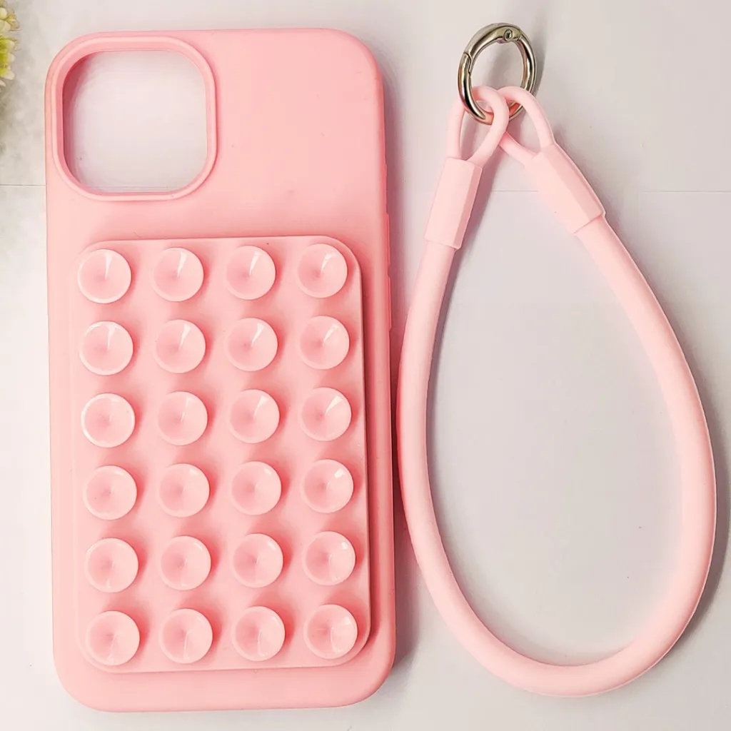 [PO23BIP13PMAX-10-22] iPhone 13 Pro Max Official Hight-Quality Durable Soft Silicone Suction Phone Holder Mobile Back Case (Baby Pink)