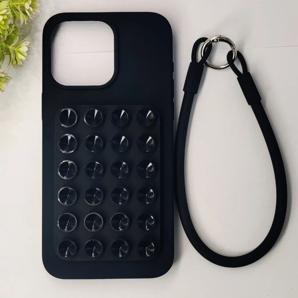 iPhone 13|14 Official Hight-Quality Durable Soft Silicone Suction Phone Holder Mobile Back Case (Black)